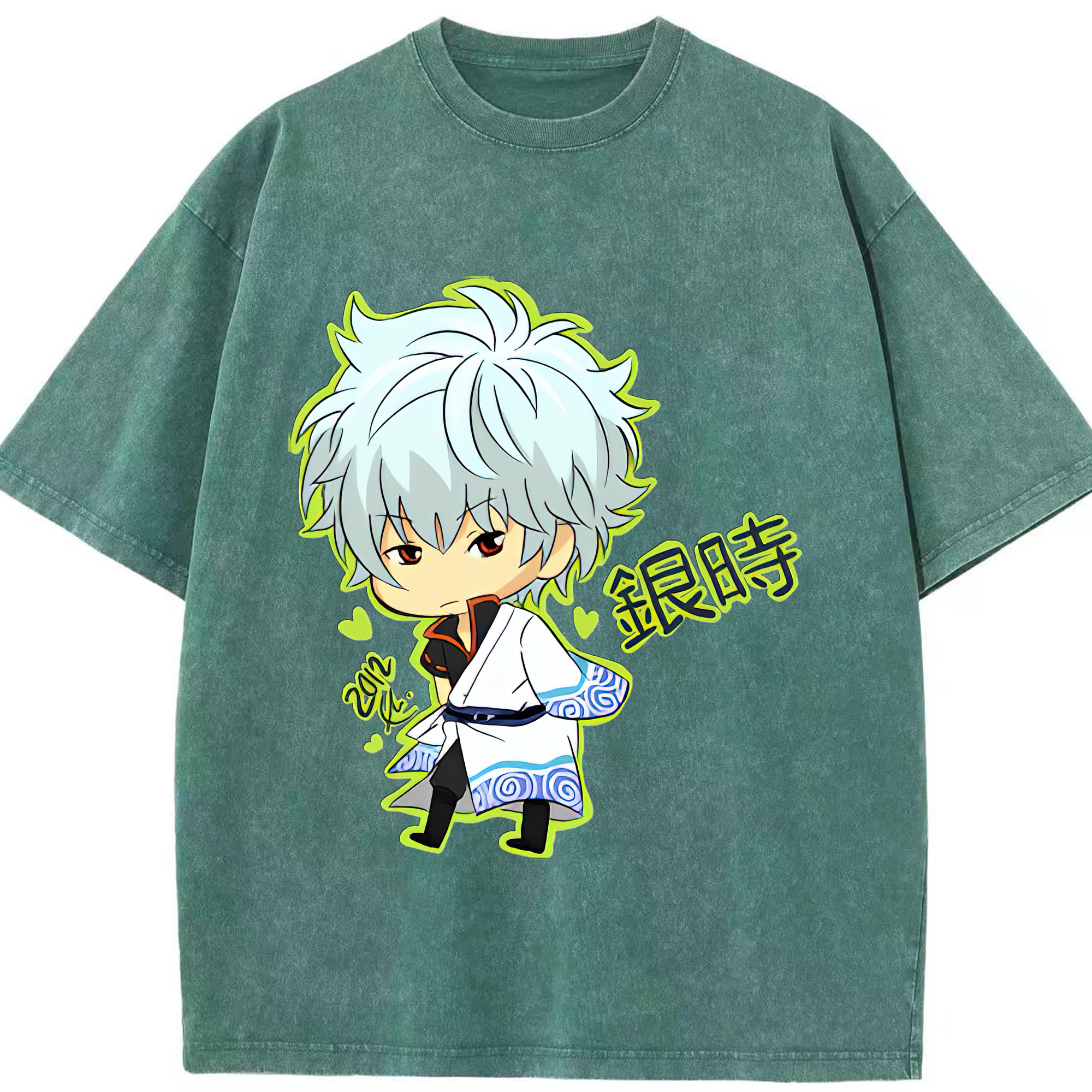 （画像用） ぎんたま 坂田銀時（さかたぎんとき） 神楽 志村新八（しむら しんぱち） GINTAMA Sakata Gintoki Kagura Shimura Shinpachi 綿100% ヴィンテージ風 半袖Tシャツ（フロントプリント）
